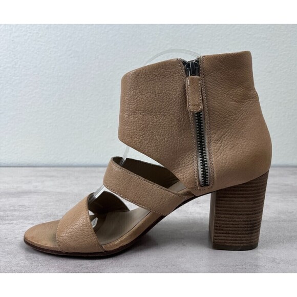 Eileen Fisher Women Size 8 Tan Leather Vero Cuoio Strappy Stack Heel Sandals - Picture 3 of 13